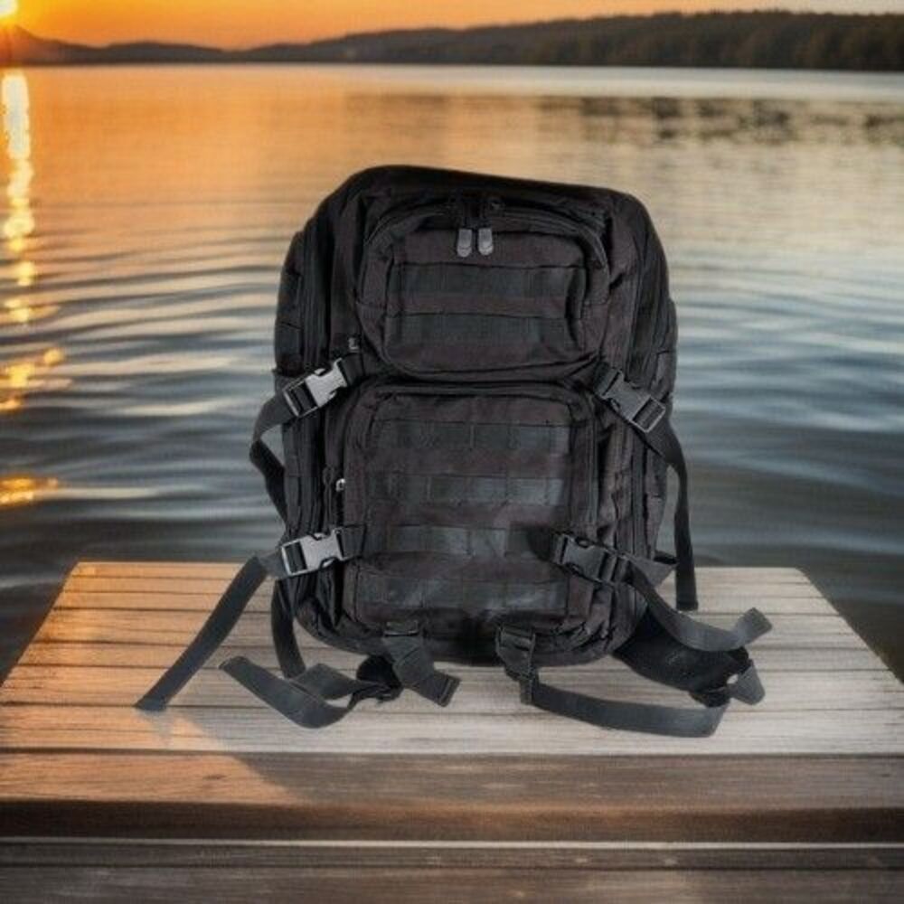 Brandit US Cooper Large Tactical MOLLE Backpack Black Nylon Hiking Military 40L